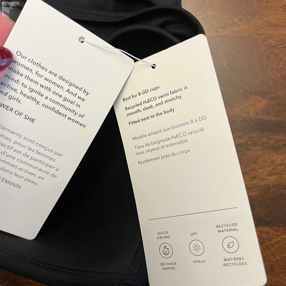 Athleta - NWT Hampton Bra Cup Tankini Halter Tie Neck Black Swim Top Sz 40D/DD - Picture 10 of 10